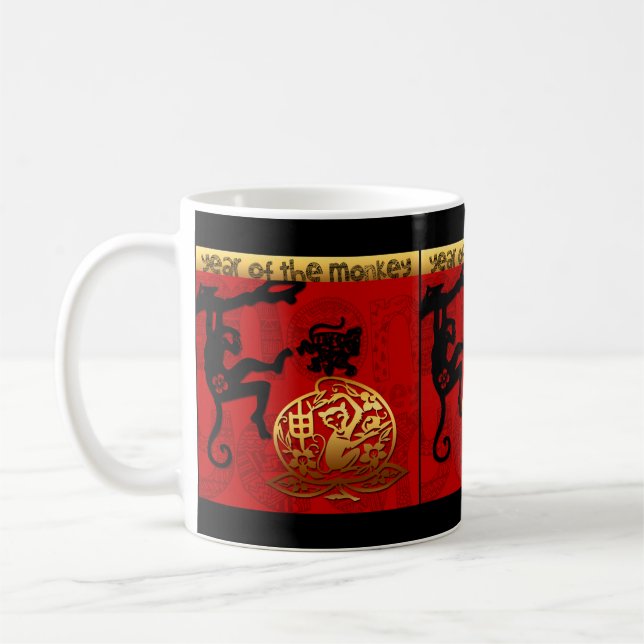 Mug Chinois de l'année du singe mou Zodiac Anniversair (Gauche)