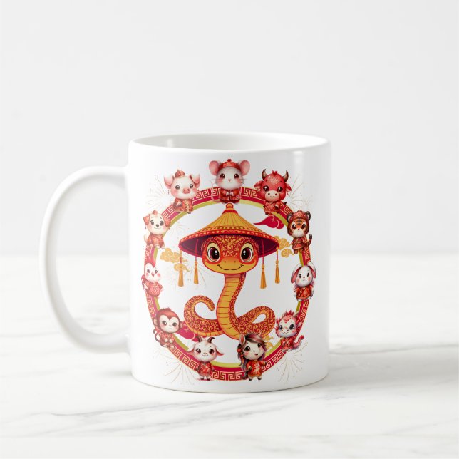 Mug Chinois Lunaire Conception du serpent du Nouvel An (Gauche)