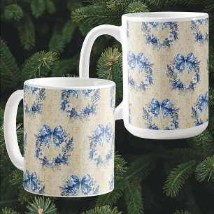 Mug Chinoiserie Bleue Vintage Couronne Damassé Antique