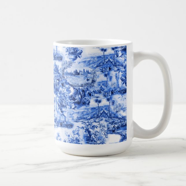 Mug Chinoiserie toile, saule bleu, porcelaine bleue   (Droite)