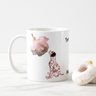 Mug Chiot dalmate Et Rose Blanche Personnalisé