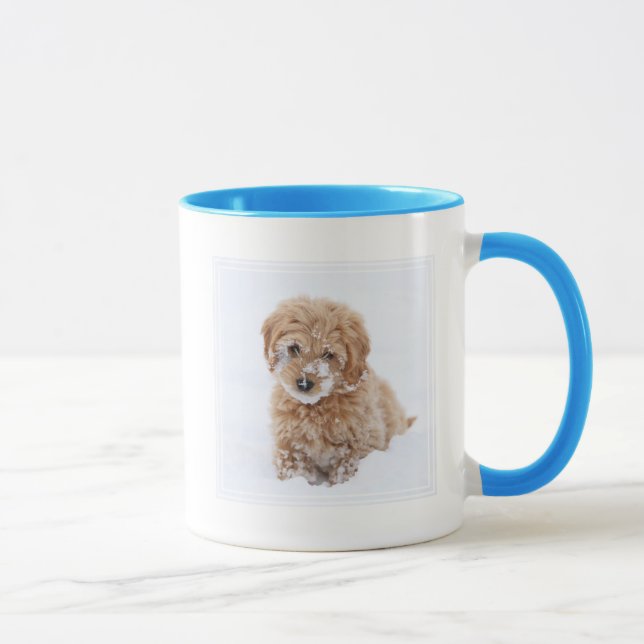 Mug Chiot De Goldendoodle Avec La Neige À La Face (Droite)