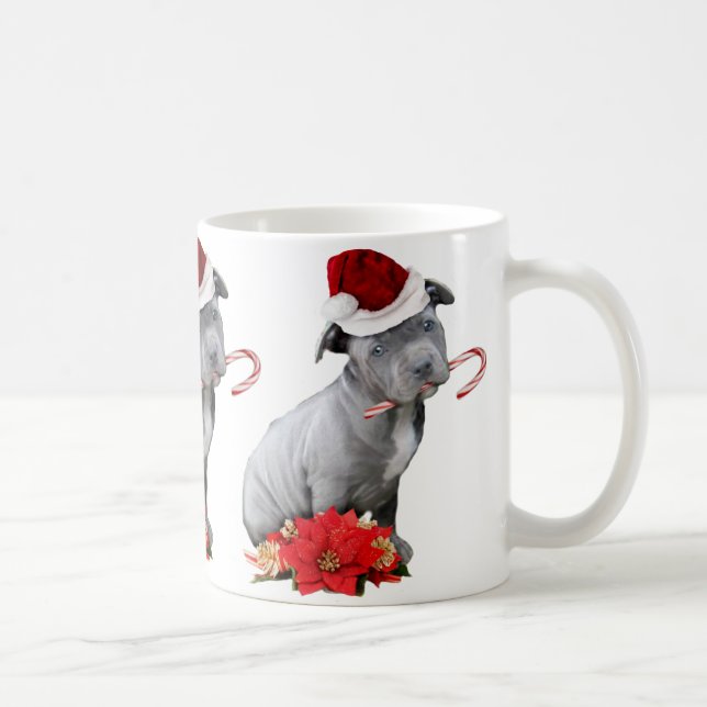 Mug Chiot de pitbull de Noël (Droite)