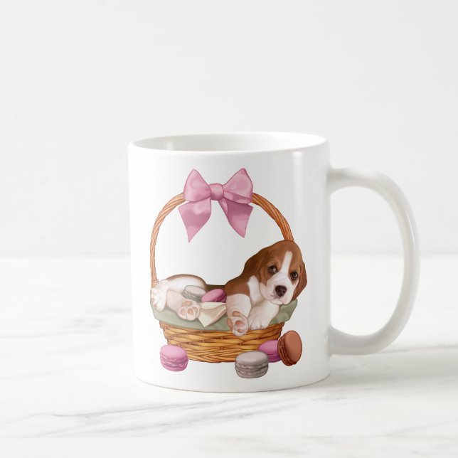 Mug Chiot et macarons de beagle (Droite)