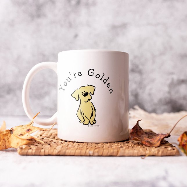 Mug Chiot Golden Retriever Personnalisé Simple Blanc (Créateur téléchargé)