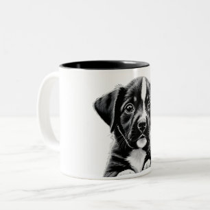 Mug Chiot Noir & Blanc Adorable - Cadeau Parfait