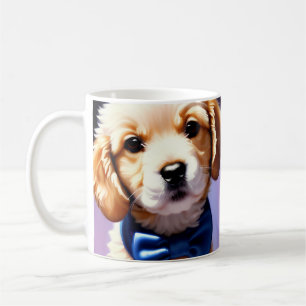 Mug Chiot souple adorable avec jolie Cravate de Bow bl