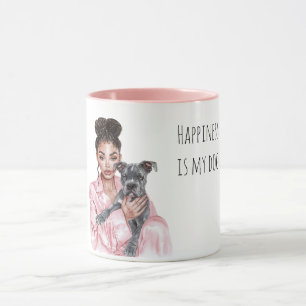 Mug Chiots Gris Noir Mère Chienne Lady Noire