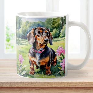 Mug Chiots teckel saucisson chien mignon Doxie aquarel