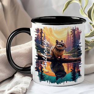 Mug Chipmunk à Sunset Lake Reflection