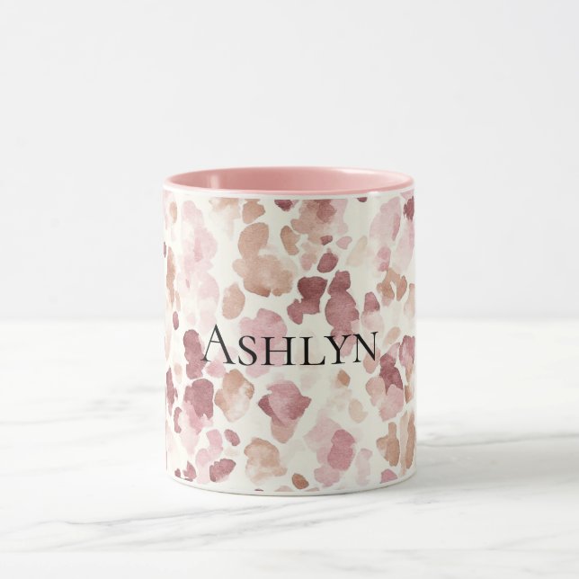 Mug Chocolat à la crème rose Brown animal léopard Abst (Centre)