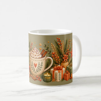 Mug Chocolat Chaud Botanique Vert de Noël Cosy