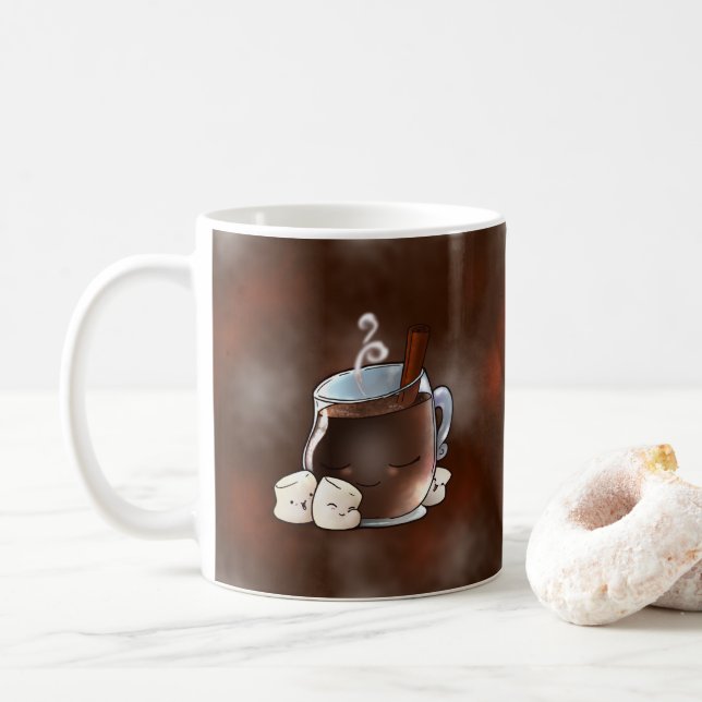 Mug Chocolat chaud et guimauves de Kawaii (Avec donut)
