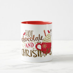 Mug Chocolat chaud et Parties scintillant de Noël