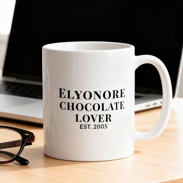 Mug Chocolate Lover Black Script Personalized Name Est (Créateur téléchargé)