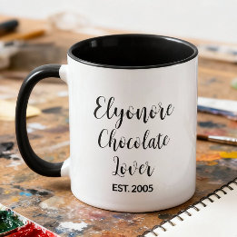 Mug Chocolate Lover Black Script Personalized Name Est