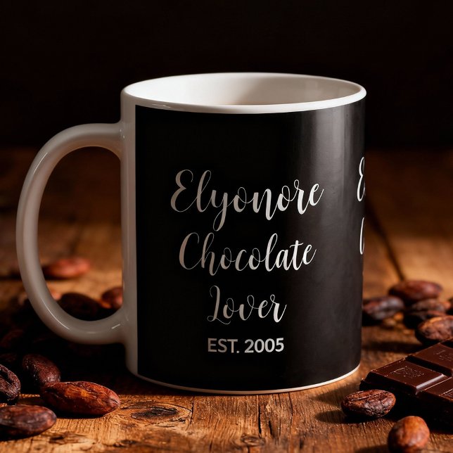 Mug Chocolate Lover White Script Personalized Name Est (Créateur téléchargé)