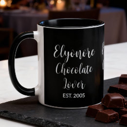 Mug Chocolate Lover White Script Personalized Name Est