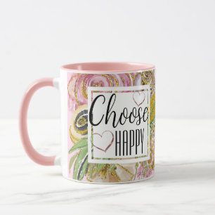 Mug Choisissez Happy Rose Gold Parties scintillant Flo