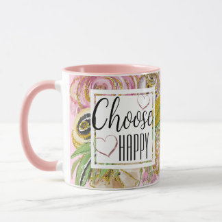 Mug Choisissez Happy Rose Gold Parties scintillant Flo