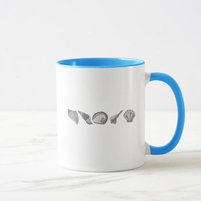 Mug Choisissez votre art de coquillage de couleur (Droite)