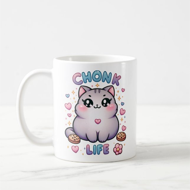 Mug CHONK LIFE CAT - Kawaii Style Design Chat (Gauche)