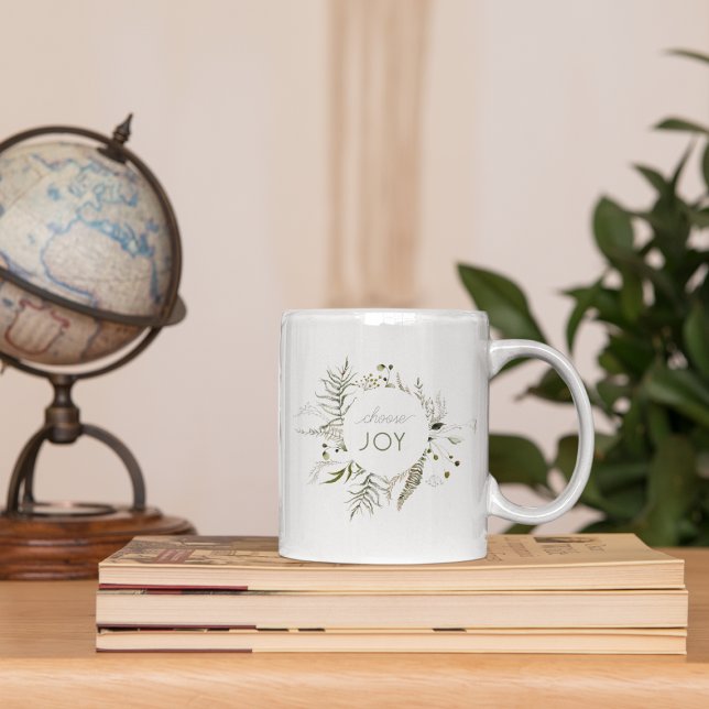 Mug ‘Choose Joy’ Boho Watercolor Wreath Inspiration (Créateur téléchargé)