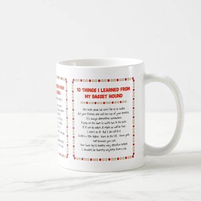 Mug Choses drôles I appris de mon Basset Hound (Droite)