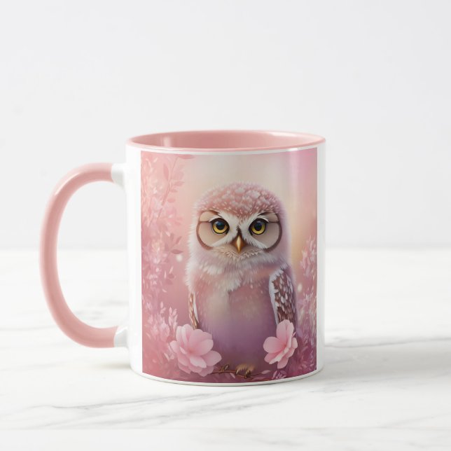 Mug Chouette à terrière rose (Gauche)