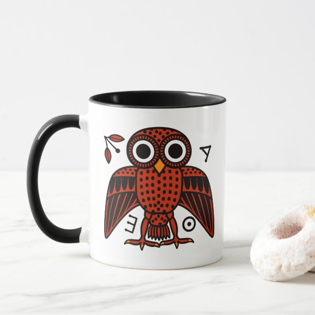Mug Chouette Athénienne mignonne de la Grèce antique (Avec donut)