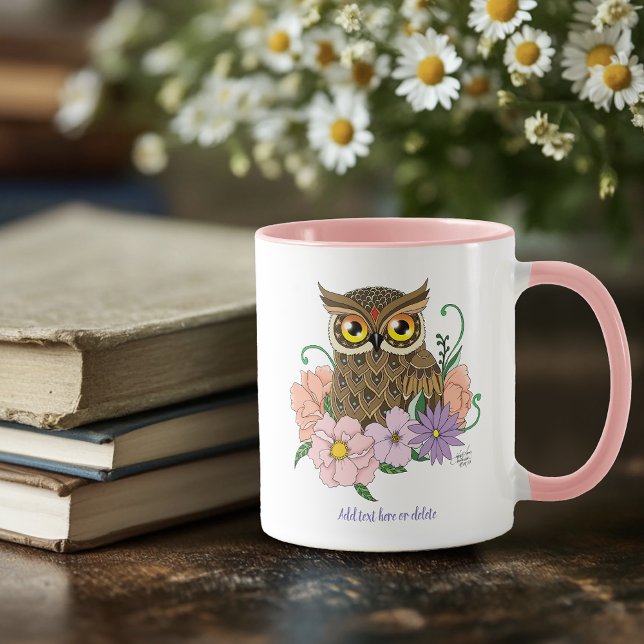 Mug Chouette aux fleurs pastel de printemps (Créateur téléchargé)
