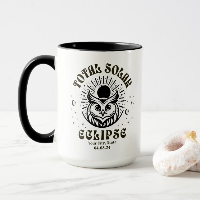 Mug Chouette céleste Éclipse solaire totale personnali (Avec donut)