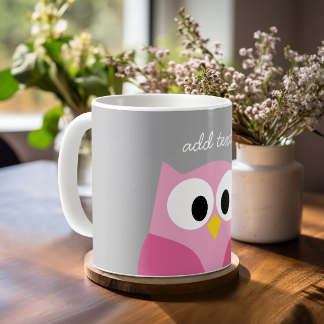 Mug Chouette de dessin mignonne - Nom personnalisé ros (Custom mug)