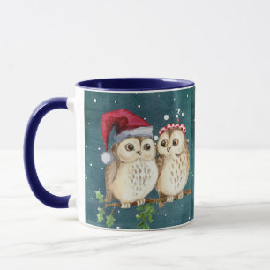 Mug chouette de la faune sage Noël chapeau de père Noë