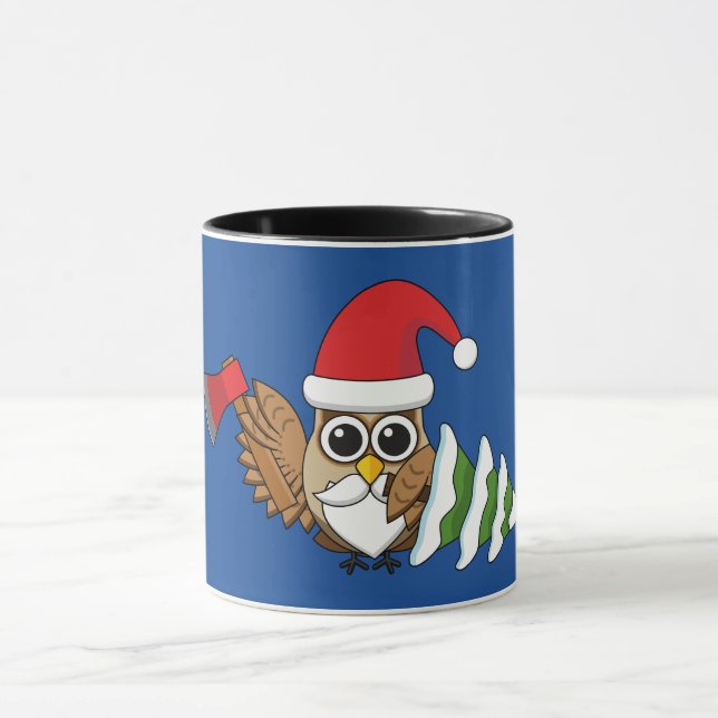 Mug Chouette de Noël avec renard et pin (Centre)