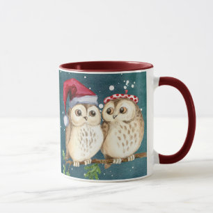 Mug chouette de Noël mignonne faune chapeau du père No
