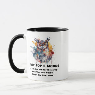 Mug Chouette en colère, "Trop vieux" mème Snarky Humou