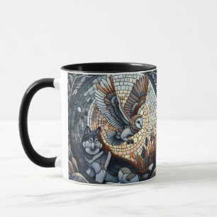 Mug Chouette et loup Mosaïque Nature Ai Art
