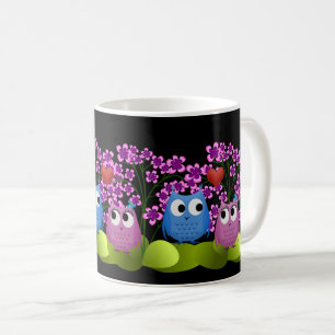 Mug Chouette Inséparable rose et bleu