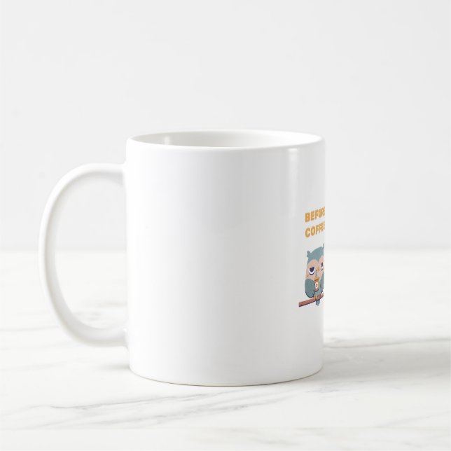 Mug Chouette mignonne avant café et après café (Gauche)