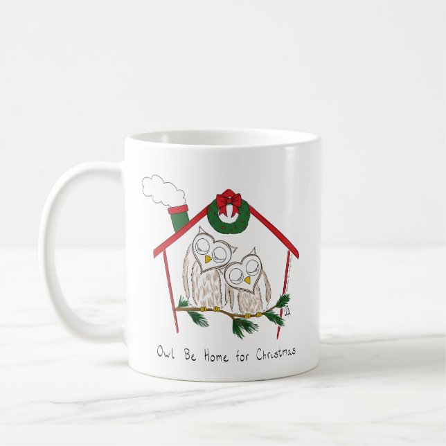 Mug Chouette Noël Mignonne Vacances amusantes (Gauche)