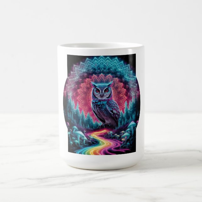 Mug Chouette psychédélique Mandala - Trippy Forest Art (Centre)