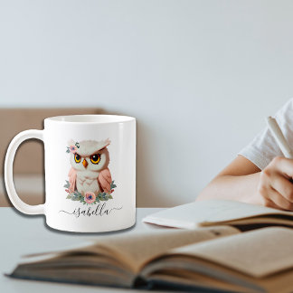 Mug Chouette rose fleurie