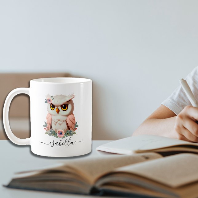 Mug Chouette rose fleurie (Créateur téléchargé)