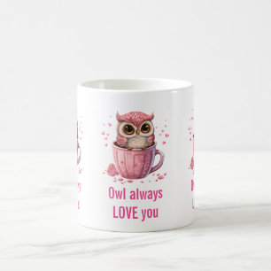Mug Chouette rose mignonne dans une pelote amusante