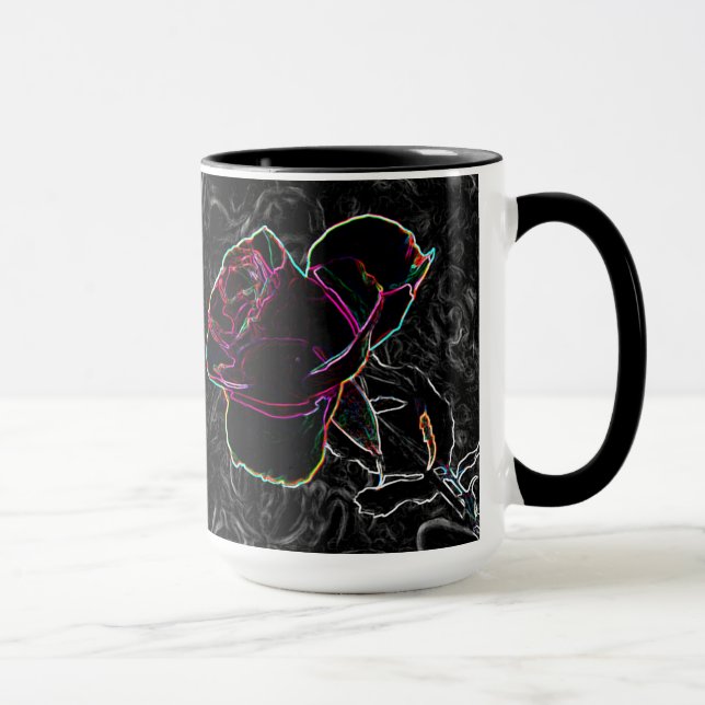 Mug Chouette rouge et violet Rose de néon cachée sur n (Droite)