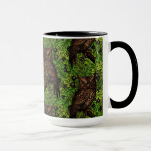 Mug Chouettes dans le chêne, vert et marron