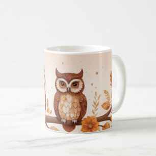 Mug Chouettes d'automne et élégance florale
