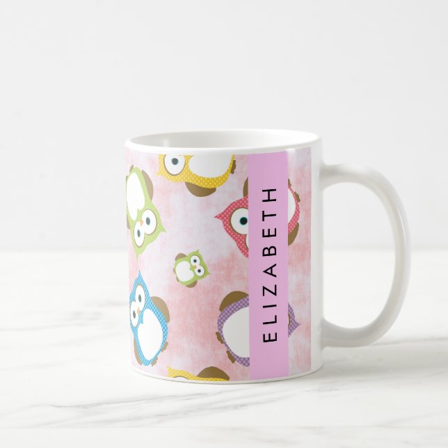 Mug Chouettes mignonnes, Chouette Motif, Chouettes col (Droite)