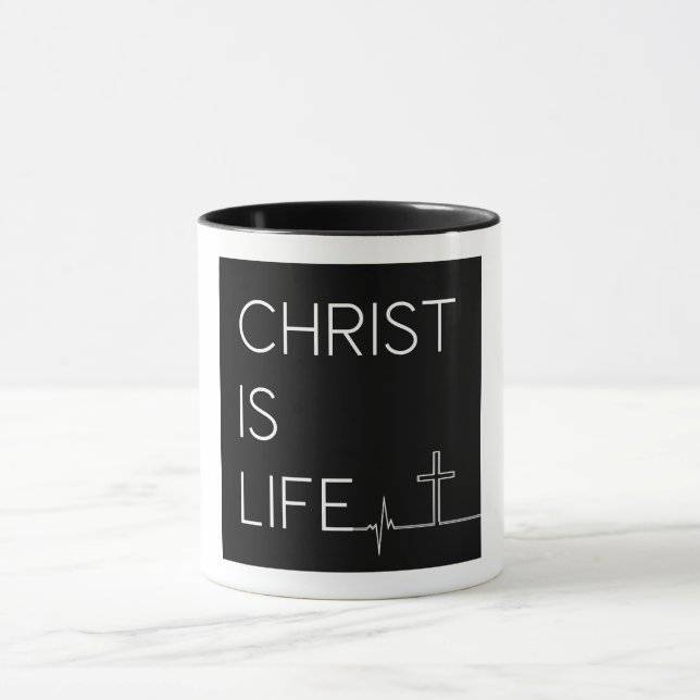 Mug Christ est la vie Heartbeat Line et Cross (Centre)